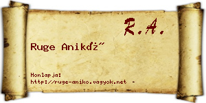 Ruge Anikó névjegykártya